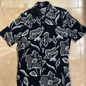 Floral Black and White Men's Shirt